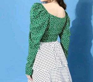 Berry lush Green Doted Top