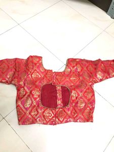 Red Pink Zari Blouse