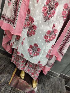 Heavy Cotton Embellished kurta Set With Dupatta