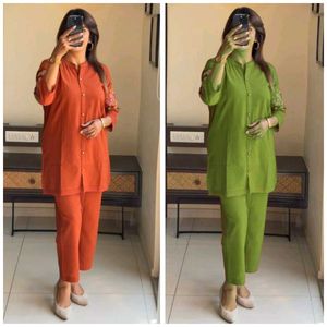 Chic Embroidered Kurti Pant Set