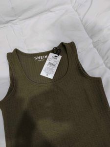 Khakhi ribbed knit Tank Top🤎