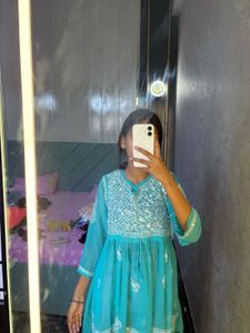 Aqua Embroidered Tunic