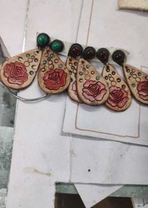 Leather Rose Drop Earrings