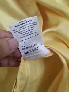 Yellow Ruffle Sleeve Button-Down Top