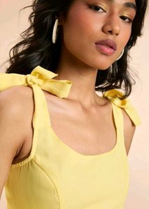 Brand New(Newme) Yellow Solid Chiffon Strapy Dress