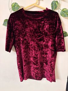 Burgundy Velvet T-Shirt