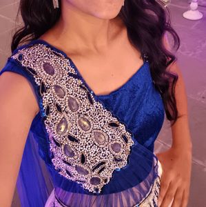 Blue Embellished Lehenga Set