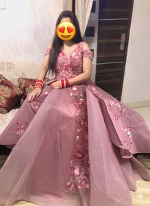 Elegant Pink Barbie Doll Gown Embellished
