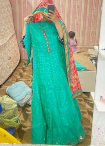 Teal Anarkali Suit Set