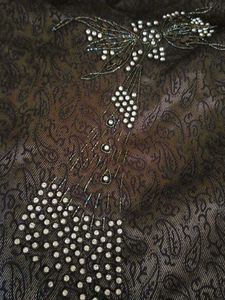 Olive Brown Embellished V-Neck Top