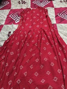 Red Printed Dress(Used 2 Times)