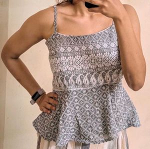 Embroidered Peplum Top