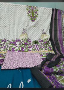 White & Purple Printed Salwar Kameez
