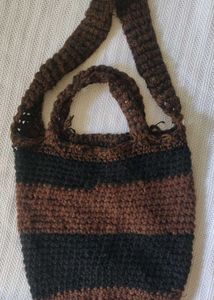 Crochet Striped Tote Bag