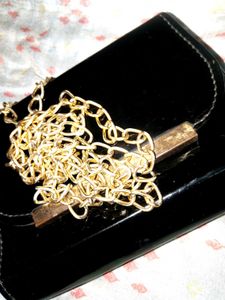 Black Clutch with Gold Chain