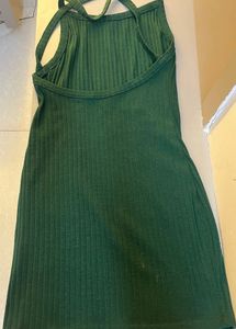 Green Ribbed Halter Dress