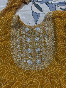 Mustard Embroidered Anarkali Kurta