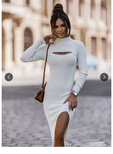 Chic White Knit Dress