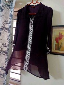 Women&#39;s Georgette Embroidery Shirt Style Top