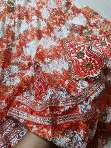 Lace Anarkhali Kurta With Embroidery For Women
