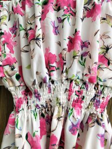 Korean Floral Frilled Tube Top