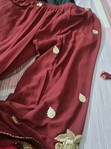 Maroon Embroidered Saree