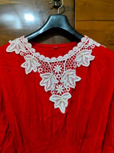 Red Lace Trim Caftan