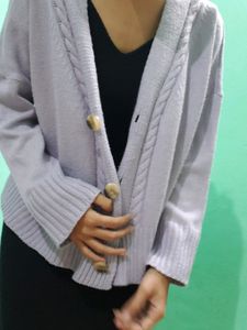 Lavender Knit Crop Cardigan