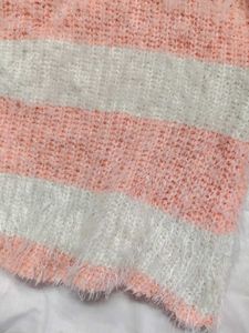 Striped Fuzzy Cropped Sweater