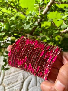 Glass Bangles with Zircon Gemstone