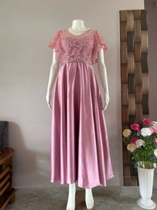 Vintage Pink Lace & Satin Dress