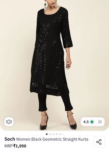 SOCH women Sequins Black Kurta