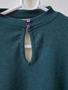 Dark Green Crop Top Full Sleeves