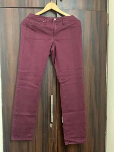 Burgundy Straight Leg Jeans