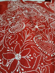 Chikankari Kurti Red