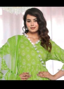 Green Printed Kurta Set