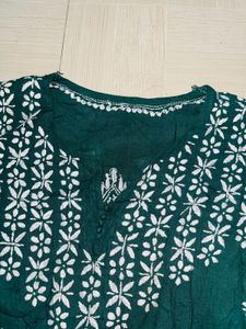 Green Embroidered Tunic Top