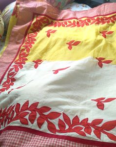 Boutique Creation Red, Yellow And White Saree