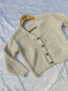 H&amp;M Cream Knit Cropped Cardigan