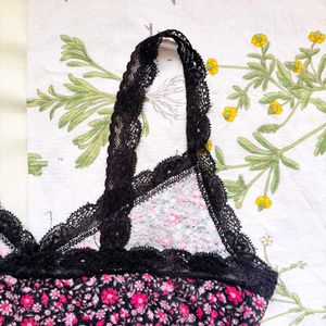 Lace Black Floral Top