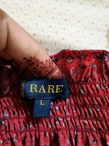 Women Offshoulder Pattern Red Printed Top