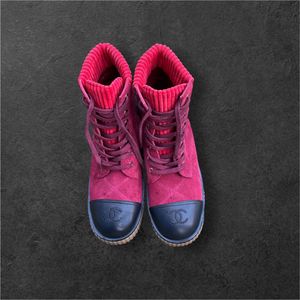 Chanel Burgundy Suede Ankle Boots