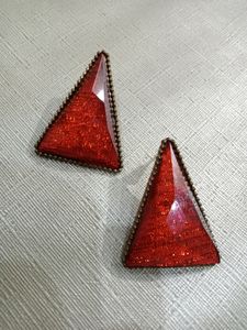 Red Triangle Earings 🍒