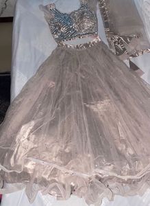Mauve Mirror Work Big Flare Lehenga