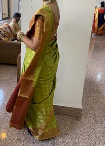 Beautiful Silk Saree - Pista Green + Maroon