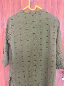 Olive Green Printed Kurti