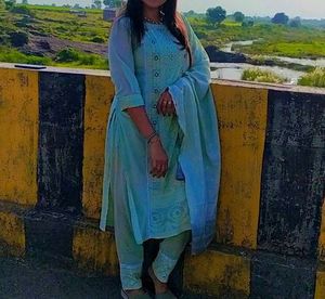 Pure Cotton Pista Designer Kurti Pair