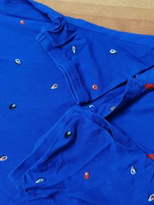 Bean Pole Men Blue Printed Slimfit Polo Tshirt