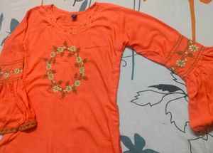 Floral Embroidered Orange 🧡 Kurta