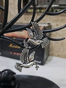 Oxidised Bird Earrings